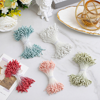 5 Bundles 5 Colors Gypsum with Cotton Cord Artificial Flower Core DIY-GF0014-07B-1