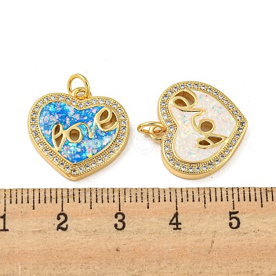 Valentine's Day Heart with Word Love Brass Micro Pave Cubic Zirconia KK-K356-16G-1