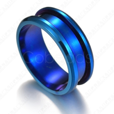 201 Stainless Steel Grooved Finger Ring Settings STAS-TAC0001-10E-L-1