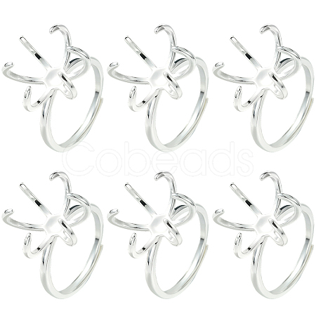 6Pcs Adjustable Brass Finger Rings Components KK-BBC0021-26-1