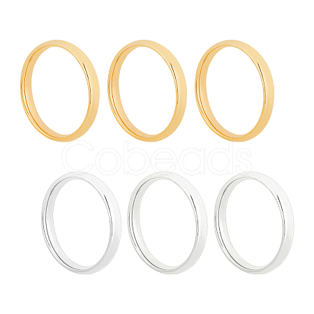 304 Stainless Steel Flat Plain Band Rings STAS-UN0014-93-1