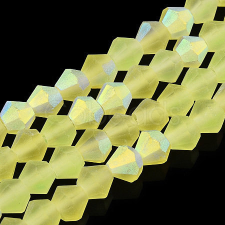 Imitate Austrian Crystal Bicone Frosted Glass Beads Strands EGLA-A039-T4mm-MB21-1