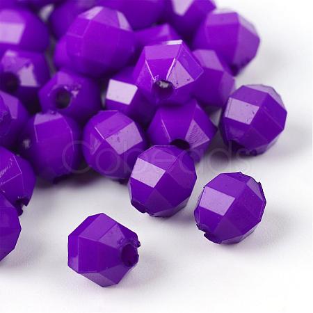Faceted Oval Opaque Acrylic Beads PAB3044Y-8-1