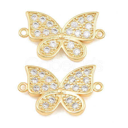 Brass Micro Pave Clear Cubic Zirconia Connector Charms CU-CBA908F-04G-04-1