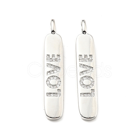 Brass Micro Pave Clear Cubic Zirconia Pendants KK-G416-08P-1