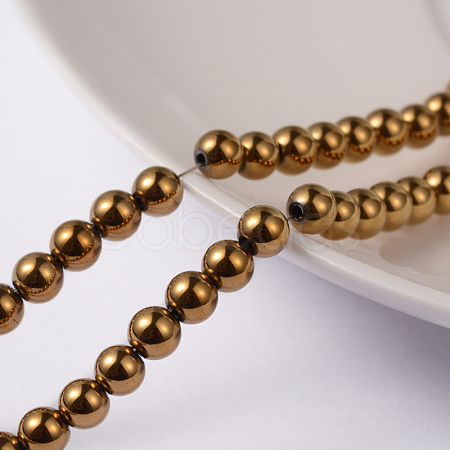 Non-Magnetic Synthetic Hematite Beads Strands G-G091-4mm-1-1