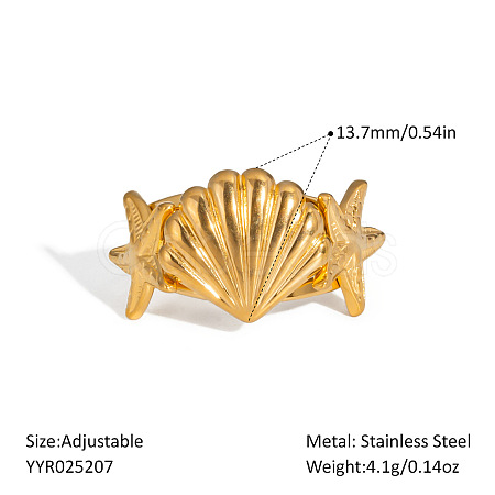 Ocean Themes Stainless Steel Adjustable Cuff Rings for Women VG5206-6-1