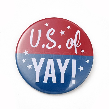 Independence Day Flat Round Tinplate Badge Pins JEWB-G021-01A-1