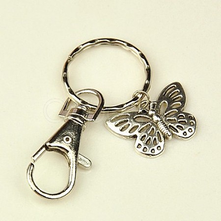 Tibetan Style Butterfly Keychain KEYC-JKC0009-15-1
