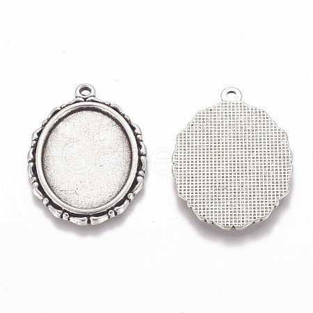 Metal Alloy Pendant Cabochon Settings PALLOY-A15605-AS-NF-1