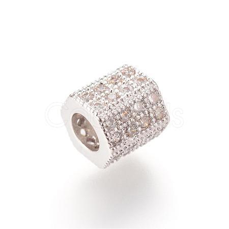 Brass Micro Pave Cubic Zirconia European Beads ZIRC-S053-YS012-3-1