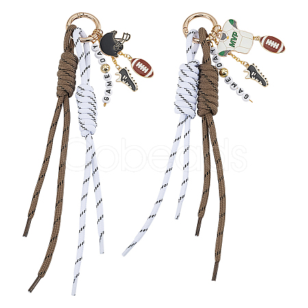 2Pcs Polyester & Alloy Enamel & Acrylic Pendant Decorations HJEW-OC00351-1
