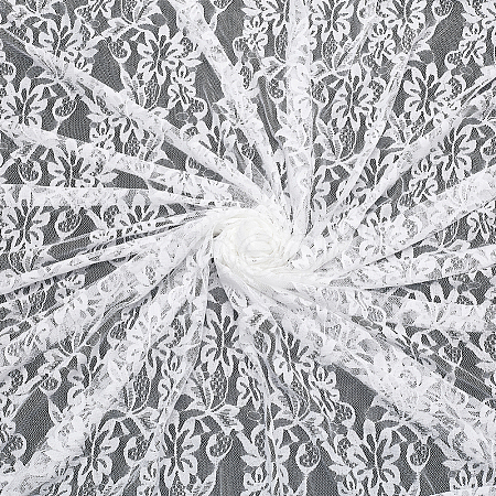 Flower Pattern Nylon Lace Fabric OCOR-WH0092-20A-1