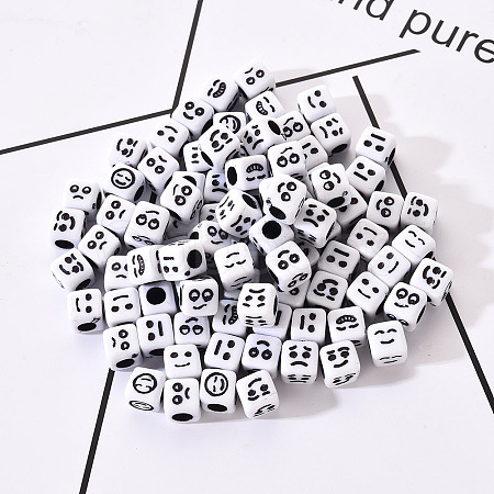 Craft White Acrylic Beads MACR-YW0001-13-1