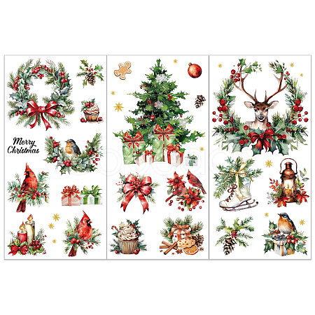 3 Sheets 3 Styles PVC Waterproof Decorative Stickers DIY-WH0404-158-1