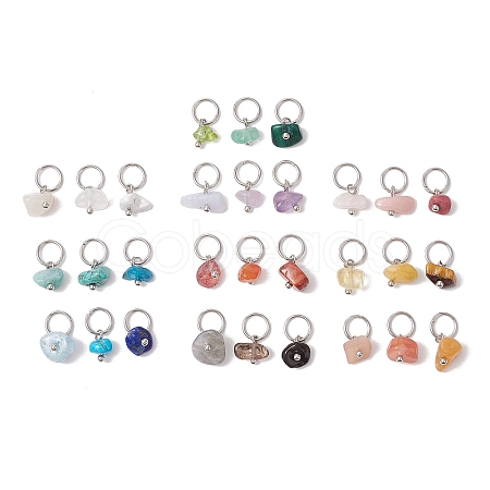 30Pcs 30 Styles Natural & Synthetic Mixed Gemstone Chip Charms PALLOY-JF02874-01-1