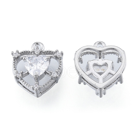 Brass Micro Pave Clear Cubic Zirconia Charms KK-N216-560P-1
