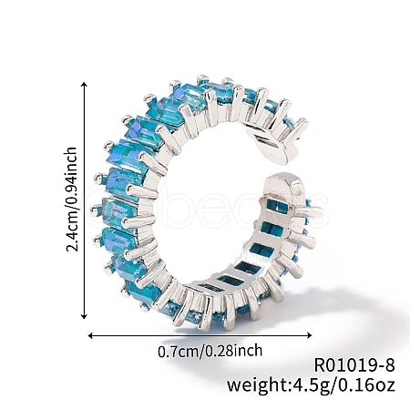 Brass Glass Cuff Rings ZQ1341-8-1