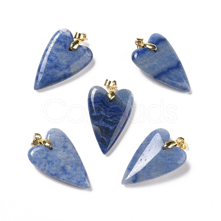 Dyed & Heated Natural Blue Aventurine Pendants G-E570-01G-04-1