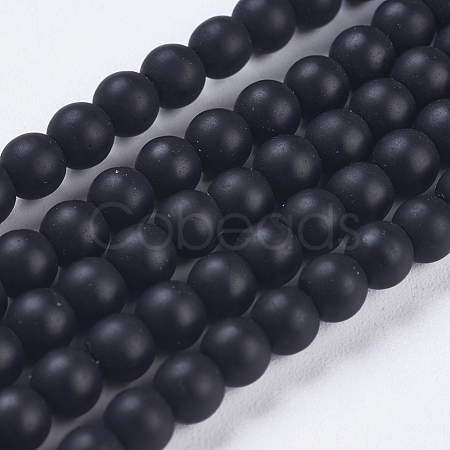 Synthetic Black Stone Bead Strands G-R345-4mm-38-1-1