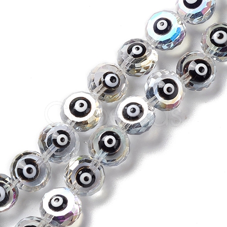 Transparent Evil Eye Glass Beads Strands LAMP-K037-06F-1