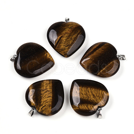 Natural Tiger Eye Pendants G-S364-006D-1