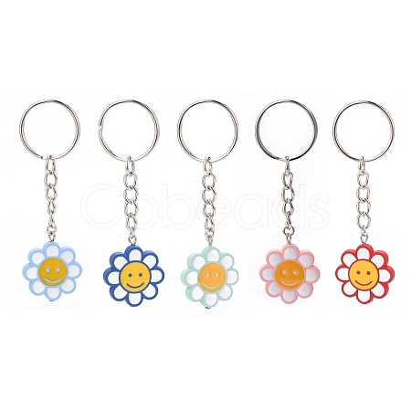 Flower Acrylic Pendant Keychain KEYC-JKC00428-02-1