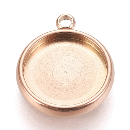 Ion Plating(IP) 304 Stainless Steel Pendant Cabochon Settings STAS-K202-03E-RG-1