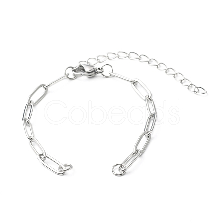 Tarnish Resistant 304 Stainless Steel Paperclip Chains Bracelet Making AJEW-JB01038-02-1
