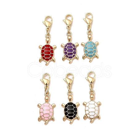 Alloy Enamel Turtle Pendant Decorations HJEW-JM04323-1