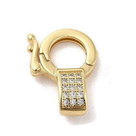 Brass Micro Pave Clear Cubic Zirconia Twister Clasps KK-Q772-15G-1