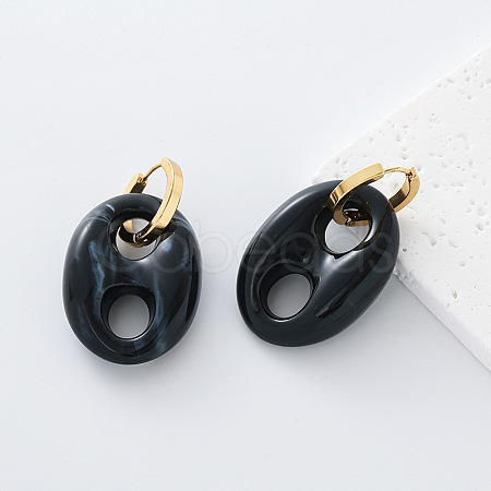 Oval Resin Hoop Earrings for Women SG4237-5-1