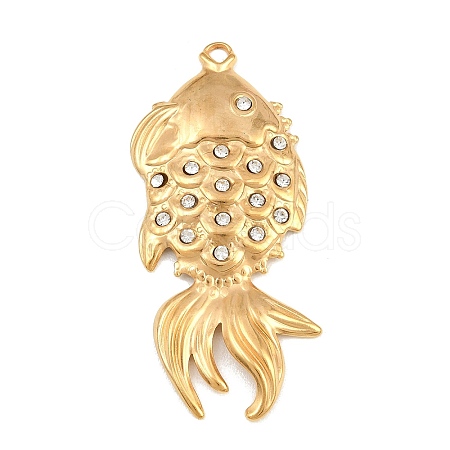 304 Stainless Steel with Crystal Rhinestone Big Pendants SA-CBABA5E-11G-1