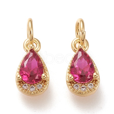 Brass Micro Pave Clear Cubic Zirconia Charms X-KK-F820-15A-G-1