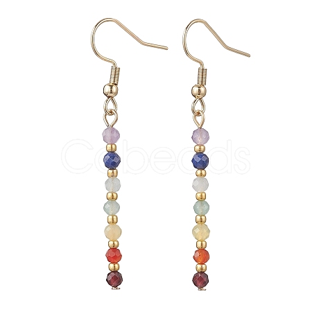 Natural Mixed Stone Round Dangle Earrings EJEW-JE06667-01-1