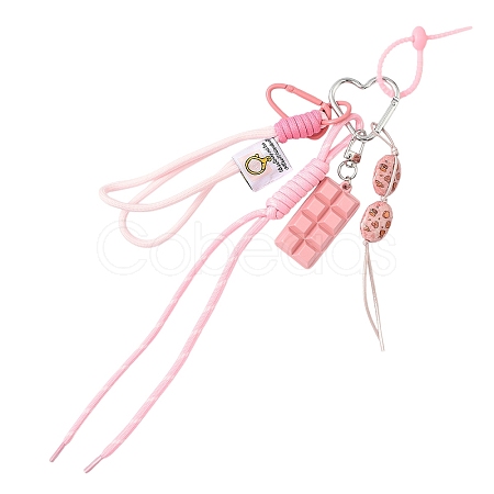 Bread Acrylic & Braided Polyester Rope Pendant Decorations HJEW-YWC0001-04E-1-1