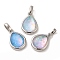 Rack Plating Brass with Synthetic Opal Pendants, Teardrop, Mixed Color, 15.5x10.5x5mm, Hole: 5mm