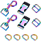 BENECREAT 10Pcs 4 Style Alloy Buckles, Roller Pin Buckles Slider Strap Adjuster, for DIY Belt Accessories, Rainbow Color, 28~67x20~32x6~11.5mm