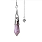 Natural Amethyst Dowsing Pendulum Big Pendants, with Platinum Plated Metal Cone, Hexagonal Cone Charm, 260mm