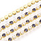 Brass Rhinestone Strass Chains, with ABS Plastic Imitation Pearl, Rhinestone Cup Chain, Grade A, Raw(Unplated), Tanzanite, 2x2mm, 4000pcs rhinestone/bundle, about 32.8 Feet(10m)/bundle