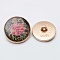 1-Hole Alloy Enamel Shank Button, Flat Round with Flower, Hot Pink, 18x7.3mm, Hole: 2.1mm