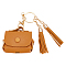 Imitation Leather Wireless Earbud Carrying Case, Earphone Storage Pouch with Keychain & Tassel, Handbag Shape, Dark Goldenrod, 127.5mm