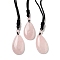 Natural Rose Quartz Pendant Necklace with Nylon Cord for Women, Teardrop, 27.76~27.95 inch(70.5~71cm)