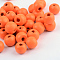 Natural Wood Beads, Dyed, Round, Orange Red, 14x13mm, Hole: 4mm, about 1200pcs/1000g