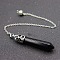 Natural Dyed & Heated Black Agate Dowsing Pendulums, with Alloy Findings, Cone, 510~800mm