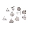 Non-Tarnish 304 Stainless Steel Stud Earring Findings, with Ear Nuts, Textured Heart, Stainless Steel Color, 12x13mm, Hole: 1.5mm, Pin: 0.7mm