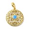 Rack Plating Brass Cubic Zirconia with Enaml Pendants, Lead Free & Cadmium FreeLong-Lasting Plated, Round, Real 18K Gold Plated, 22x20x3mm, Hole: 4mm