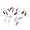 Bullet Shaped Natural Mixed Gemstone Jewelry Sets, Pendant Necklaces & Dangle Earrings, with 304 Stainless Steel Chain Extender & Zinc Alloy Lobster Claw Clasps, 16.53 inch(42cm), 2mm, 57mm, Pin: 0.8mm