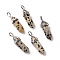 Natural Dalmatian Jasper Pointed Pendants, Faceted, with Platinum Tone Brass Findings, Lead free & Cadmium Free, Bullet, 27~30x9~10x7~8mm, Hole: 4x3mm