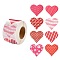 Valentine's Day Theme Paper Gift Tag Stickers, 8 Style Heart Shape Adhesive Labels Roll Stickers, for Party, Decorative Presents, Colorful, 4.1cm, about 500pcs/roll